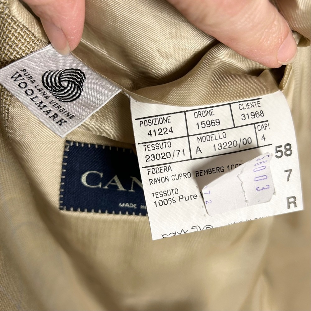Canali Sport Coat Mens US 48R IT 58R Tan Windowpane Lightweight Wool Italy - Picture 10 of 15